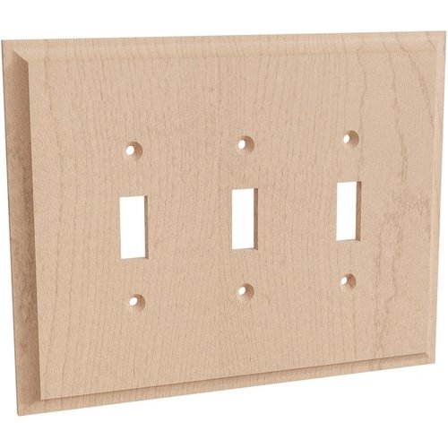 Brown Wood 01453001WK1, Triple Light Switch Plate, White Oak