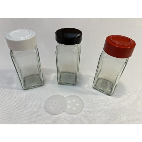 Square Spice Bottle with White Lid, 4 oz