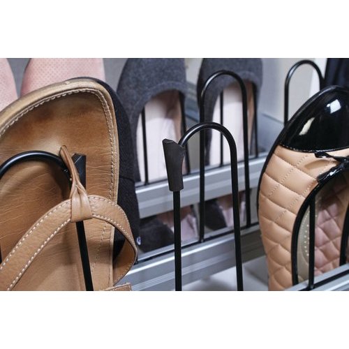 Hafele TAG ENGAGE 24 Inch Width Pull-Out Shoe Rack, Matt Nickel 807.77.672