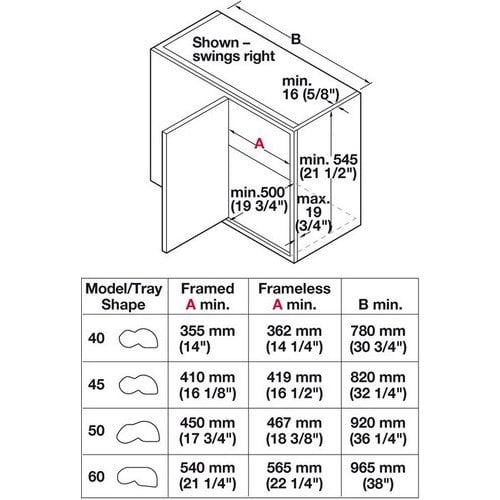 Kessebohmer Magic Corner Two, for Blind Corner Cabinets, Frame