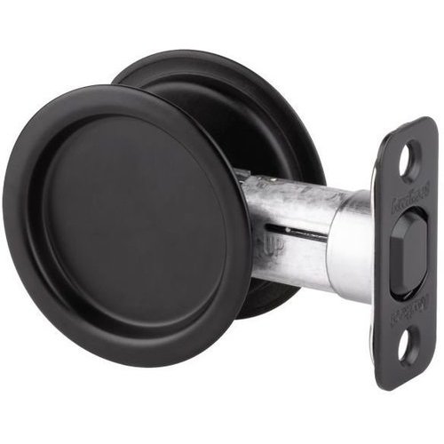 Kwikset 334514, Round Passage Pocket Door Lock, Iron Black