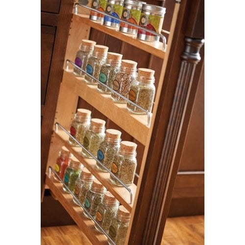 Rev-A-Shelf 3 Inch Width Kitchen Base Cabinet Filler Pull-Out Organizer  with Stainless Steel Panel, Natural, Min. Cabinet Opening: 3-1/8 W x  23-1/4 D x 30-1/8 H 434-BF-3SS