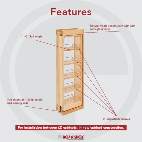 Rev-A-Shelf - 432-WF36-6C - 6 W x 36 H Pull-Out Between Cabinet Wall Filler