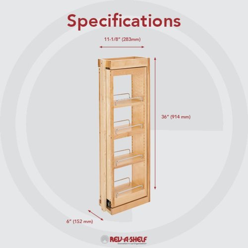 RevAShelf 6 Inch Width Wood Kitchen Wall Filler PullOut