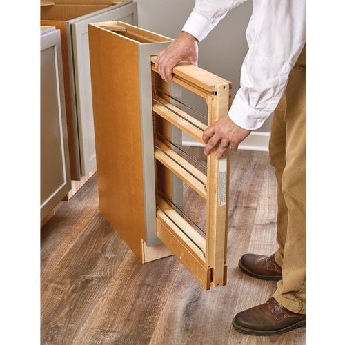 Rev-A-Shelf 3 Inch Width Wood Pull-Out Kitchen Base Cabinet Organizer with  Top Slide, Natural, Min. Cabinet Opening: 3 W x 23 D x 26-3/8 H  438-BC-3C