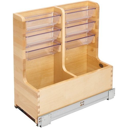 Rev-A-Shelf 441-12VSBSC-1, 8-3/4 Inch Width L-Shape Reversible Under Sink Pull-Out Organizer for 24 Inch Vanity Sink Base Cabinets, Natural, Min. Cabinet Opening: 9-1/4"W x 19-1/2"D x 19-1/2"H