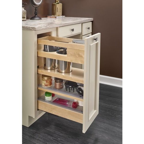 Rev-A-Shelf 9 Inch Vanity Outlet Pull Out Grooming Organizer with Soft  Close, Minimum Cabinet Opening Width: 8-1/2 Inch, Natural Maple  445-VBOSC-8C