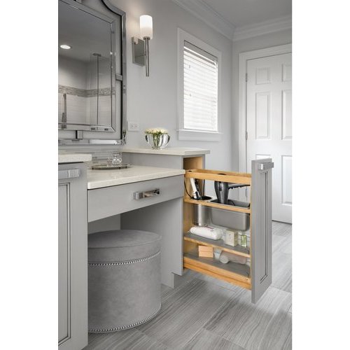 Rev-A-Shelf 8 Inch Width Vanity Grooming Pull-Out Organizer, 25 Inch Height  for 12 Inch Wide Vanity Cabinet, with Blum Tandem Soft-Close Slides,  Natural, Min. Cabinet Opening: 8-1/2 W x 19-5/8 D x
