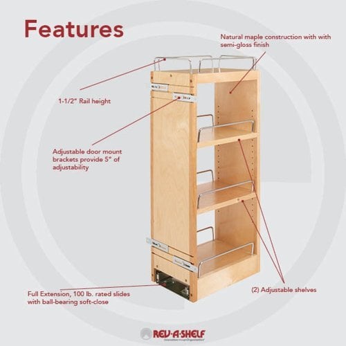 Rev-A-Shelf 8 Pull Out Cabinet Organizer, Ball Bearing Soft Close