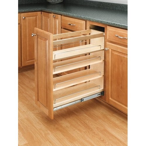 Rev-A-Shelf 6-1/2 Inch Width Wood Pull-Out Organizer with Adjustable Shelves  for Kitchen Base Cabinet, Natural, Min. Cabinet Opening: 7 W x 22-1/2 D x  25-5/8 H 448-BC-6C