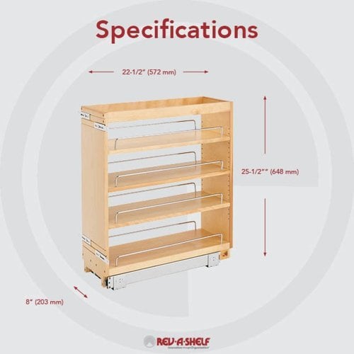 Rev-A-Shelf 13-3/8 Inch Width Base Cabinet Pullout with Adjustable Shelves  for 18 Inch Cabinet, Natural, Min. Cabinet Opening: 14-1/4 W x 22-1/2 D x  21-3/4 H Inch 4WDB4-PIL-18SC-1