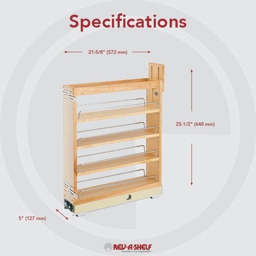 Rev-A-Shelf - 448-BC-5C - 5 in. Pull-Out Wood Base Cabinet Organizer