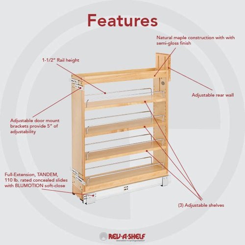 Slide-A-Shelf Made-To-Fit 8 Inch High Box Unit Full Extension Rails with  Soft Closing Feature