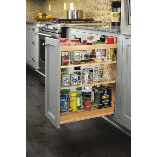 Rev-A-Shelf 8 Inch Width Kitchen Base Cabinet Pull-Out Organizer with Knife  Inserts, Utensil Bins, and BLUMOTION Soft-Close Slides, Natural, Min.  Cabinet Opening: 8-1/2 W x 21-3/4 D x 25-5/8 H 448KB-BCSC-8C