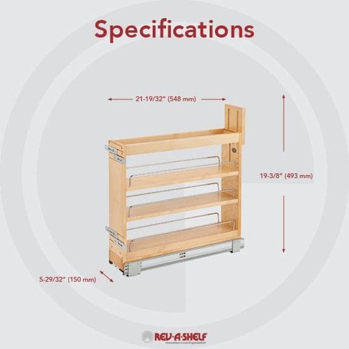 Made-to-Fit 6 in. to 30 in. Wide, High Profile 8 in. Slide-Out Shelf with Full Extension in Solid Wood Front