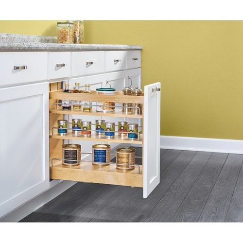 Rev-A-Shelf 8 Inch Width Wood Kitchen Base Cabinet Pull-Out Organizer with  Blumotion Soft-Close Slides for Drawer/Door Cabinets, Natural, Min. Cabinet  Opening: 8-1/2 W x 22 D x 19-1/2 H 448-BDDSC-8C