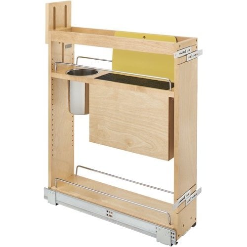 Rev-A-Shelf - 448KB-BCSC-11C - 11 in. Pull-Out Wood Base Cabinet Organizer with Knife Block and Soft