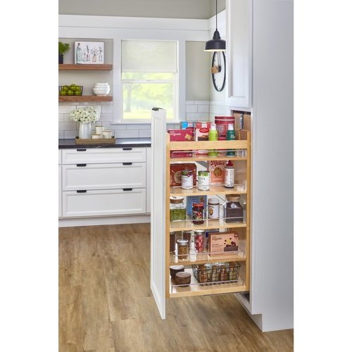 Rev-A-Shelf 14 Inch Width Tall Wood Cabinet Pullout Pantry Organizer with  Soft-Close Slides, Min. Cabinet Opening Width: 14-1/2 Inch, Light Brown  448-TPF58-14-1