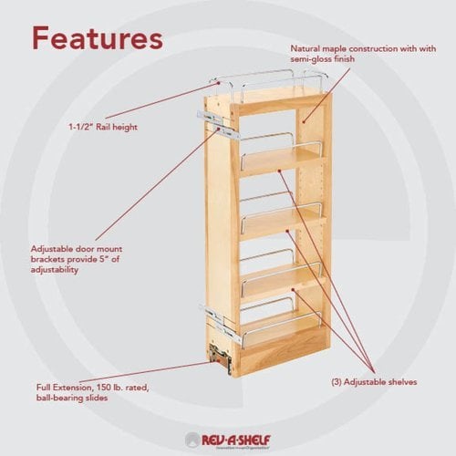 Rev-A-Shelf 448-WC-8C 448 Series Upper Cabinet Pull Out Shelves Natural