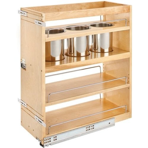 Pull Down Shelf Upper Kitchen Wall Cabinet Storage Organizer (24inch Cabinet), Size: Medium, Black