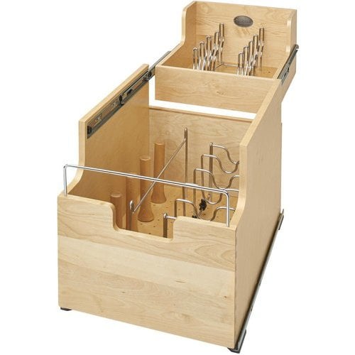 Acopa Wood 4-Section Tiered Cup and Lid Organizer