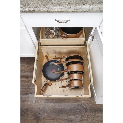 Pull Out Pots and Pans Organizer for Cabinet - Sliding Lid Holder and Pan  Rack in Kitchen, Cabinet Pull Out Shelves, Slide Out Cabinet Organizer, Pot