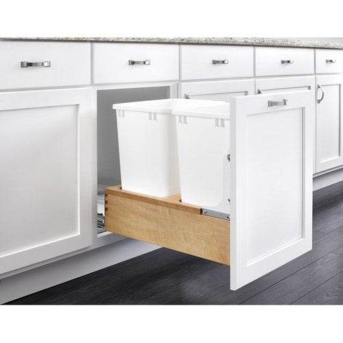 Rev-A-Shelf 4WC-18DM2, 35 Quart Wood Bottom Mount Double Trash Pull-Out ...