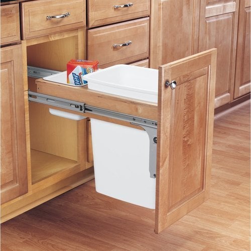Rev-A-Shelf Single Pull Out 35 Qt Trash Can for Kitchen Cabinets