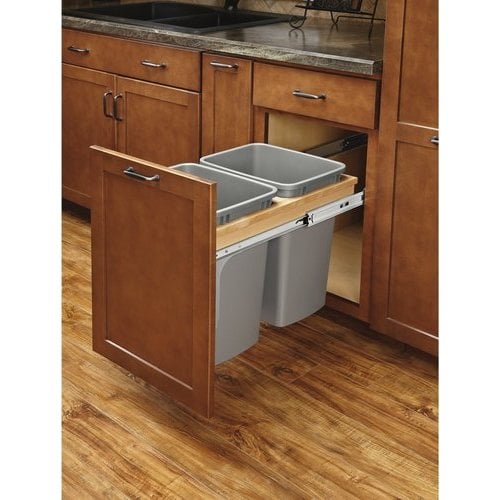 Double 35 Quart Trash Pullout Soft Close Glides - All Cabinet Parts