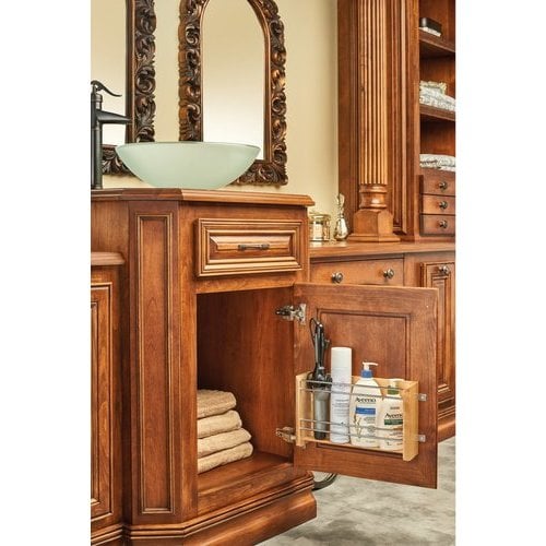 Rev-A-Shelf 13-1/2 Inch Width Wood Door Mount Sink Cabinet Organizer with  Paper Towel Holder, Min. Cabinet Opening Width: 14-3/8 Inch, Natural Maple  4SBPT-18-1