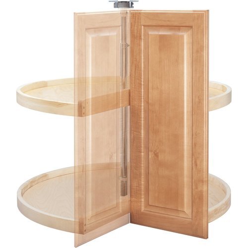 28 Inch Pie-Cut Shaped 2 Shelf Lazy Susan Set with Adjustable 26-32 Inch  Shaft