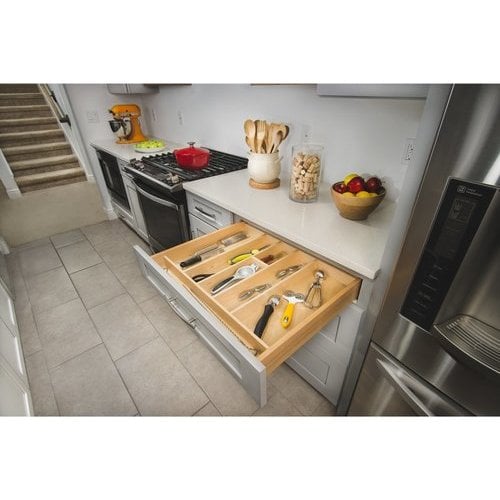 Utensil Storage, Tiered Double Combination Drawer for 30 or 36 Cabinet,  With or Without Blumotion Soft-Close Slides by Rev-A-Shelf