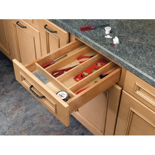 Natural Wood Kitchen Spice Rack Organizer for Cabinet 4 Tiers Tray Insert  Drawer