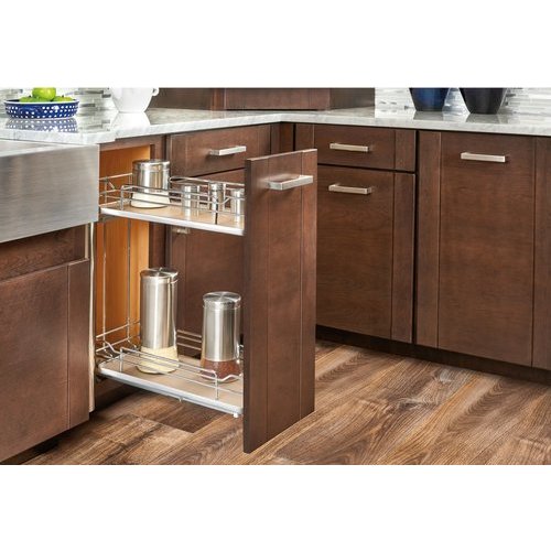 Rev-A-Shelf 7-1/4 Inch Width Wood Pull-Out Base Organizer with Blumotion  Soft-Close Slides for Frameless Kitchen Base Cabinets, Natural, Min. Cabinet  Opening: 7 W x 21-3/4 D x 25-5/8 H 448-BCSC-6C