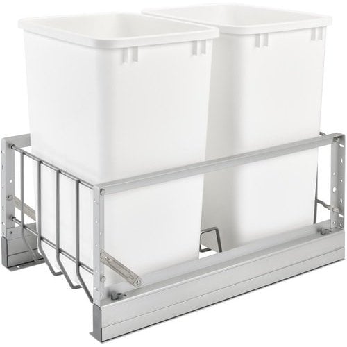 Rev-A-Shelf 5349-18DM-217 Double 35 Qt Pullout Cabinet Waste Container Trash Can 