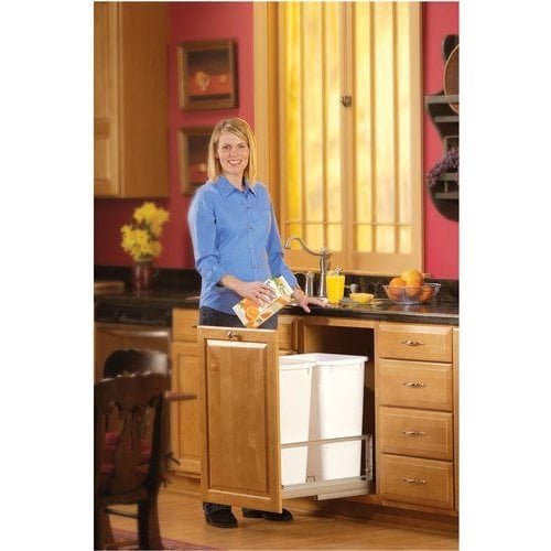 Rev-A-Shelf Single Pull Out Kitchen Cabinet 35 Qt Trash Can, 5349