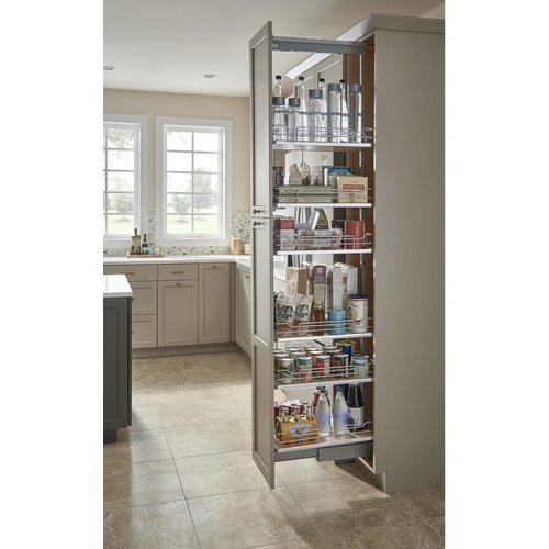 Rev-A-Shelf 5358-10-GR 10 in Chrome Solid Bottom Pantry Pullout Soft Close - Gray