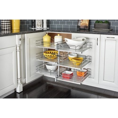 Rev-A-Shelf 33 in. Chrome U-Shaped Solid Bottom Pull Out with Soft-Close, Gray