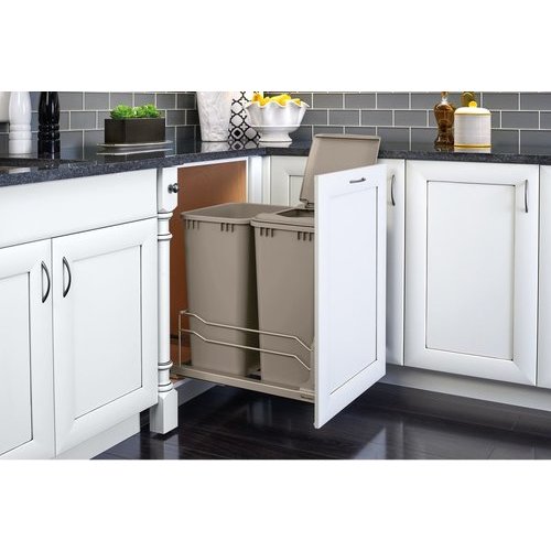 Rev A Shelf 53WC-1835SCDM-212 35 qt. Double Soft-Close Pull-Out Waste Container Champagne