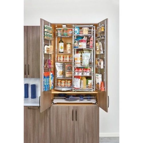 Rev-A-Shelf Clearance Sale, 30-3/4W x 49-1/4 to 52-1/4 Inch Adjustable  Height Chef's Roll-Out Pantry with (2) Door Storage, Chrome, Min. Cabinet  Opening: 34W x 20D x 49-1/4H 5722-36CR
