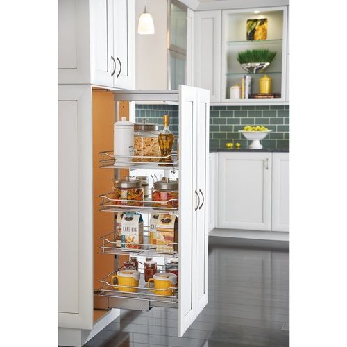 Holdn' Storage Heavy Duty Pantry Pull Out Cabinet Organizer Basket ?5 Year Limited Warranty- Basket Size 14 inchw x 21 inchd x 5 inchh, Size: 14Wx21Dx5H, Silver
