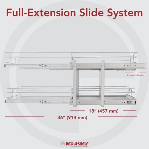 Rev-A-Shelf 12 Inch Width 2 Tier Wire Kitchen Base Cabinet Pull-Out Basket,  Chrome, Min. Cabinet Opening: 11-1/2 W x 22-1/8 D x 19-1/8 H  5WB2-1222CR-1