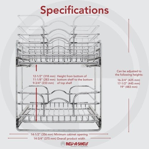 Rev-A-Shelf - 5wb2-1522-cr - 15 in. W x 22 in. D Base Cabinet Pull-Out Chrome 2-Tier Wire Basket