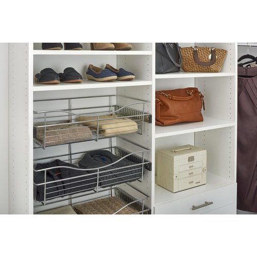 Pull-Out Closet Baskets, 18W x 14D x 7H, Chrome Wire (Clearance Item)