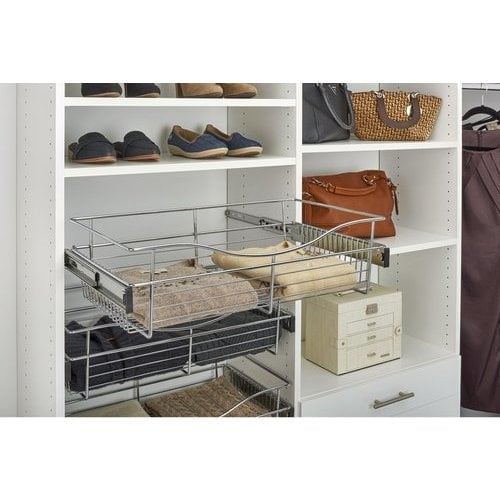 Rev-A-Shelf 24 in. x 11 in. Chrome Closet Pull-Out Basket, Grey