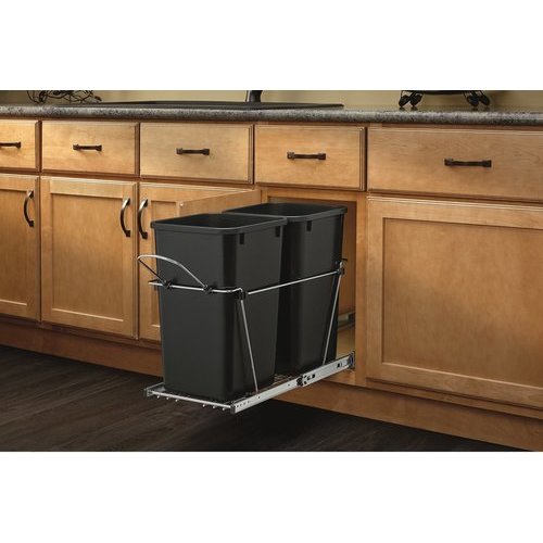 RevAShelf 27 Quart Double Trash PullOut Waste Container Bin, Min