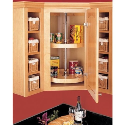 Rev A Shelf 18 Inch Diameter Wood, Corner Upper Kitchen Cabinets Dimensions