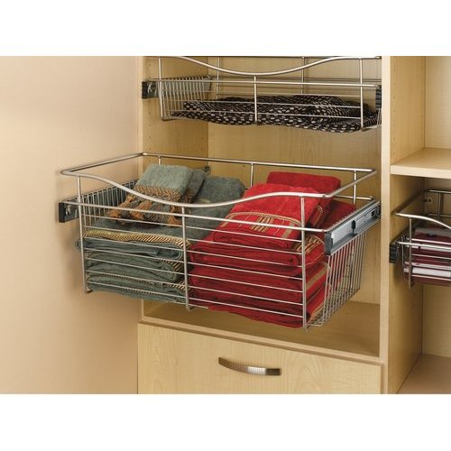 Wire Pull-Out Closet Baskets Rev-A-Shelf Rscb.181407Sn.5 18 in Satin Nickel X 7 in X 14 in