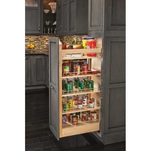 Rev A Shelf 14 W X 58 1 4 66 13 16 Inch Adjustable Height Tall Pantry Cabinet Pull Out Organizer With 6 Moveable Shelves Natural Min Opening 8 22 D 3 H 448 Tp58 Cabinetparts Com Tall Pantry Cabinet Pull Out Organizer, Kitchen Pantry Cabinet With 6 Adjustable Shelves