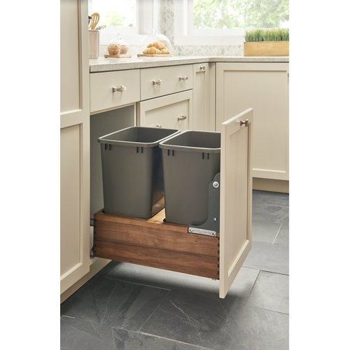 Double Trash Pull Out Waste Containers, Cabinet Pull Out Shelves Bottom Mount